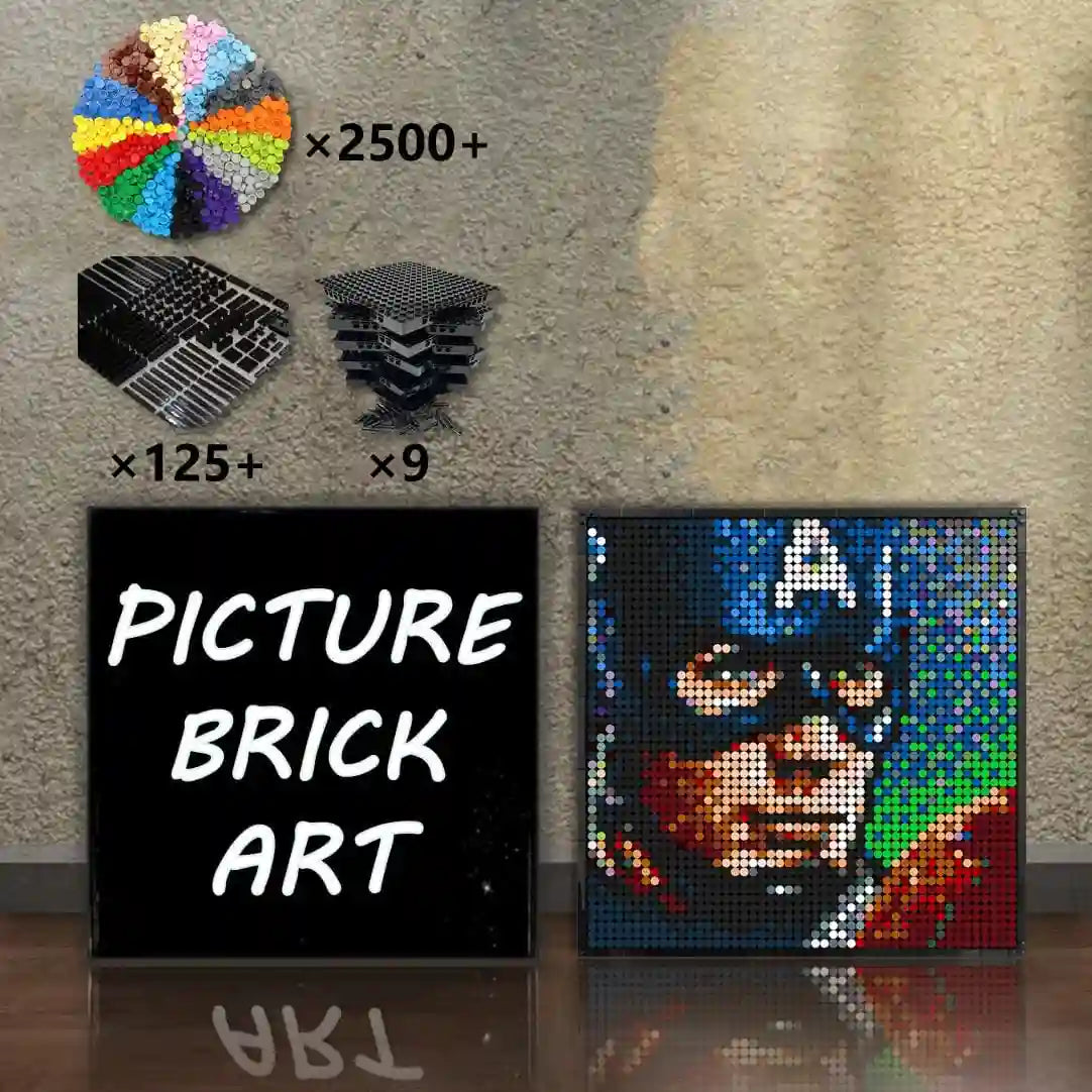 Art mural en mosaique LEGO Portrait de Captain America personnalise
