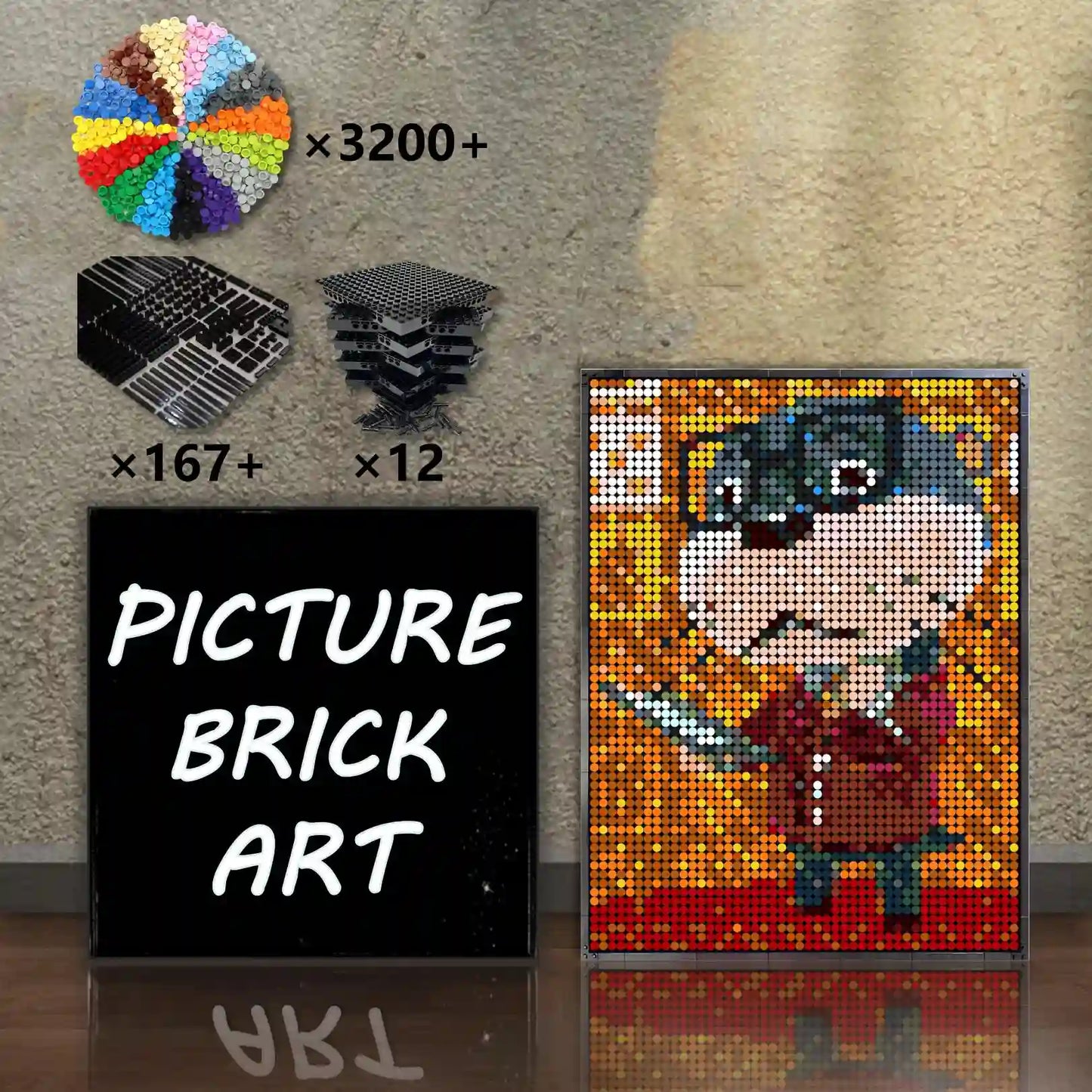 Art mural en mosaïque LEGO, portrait de Kakashi, image personnalisée, 48x48