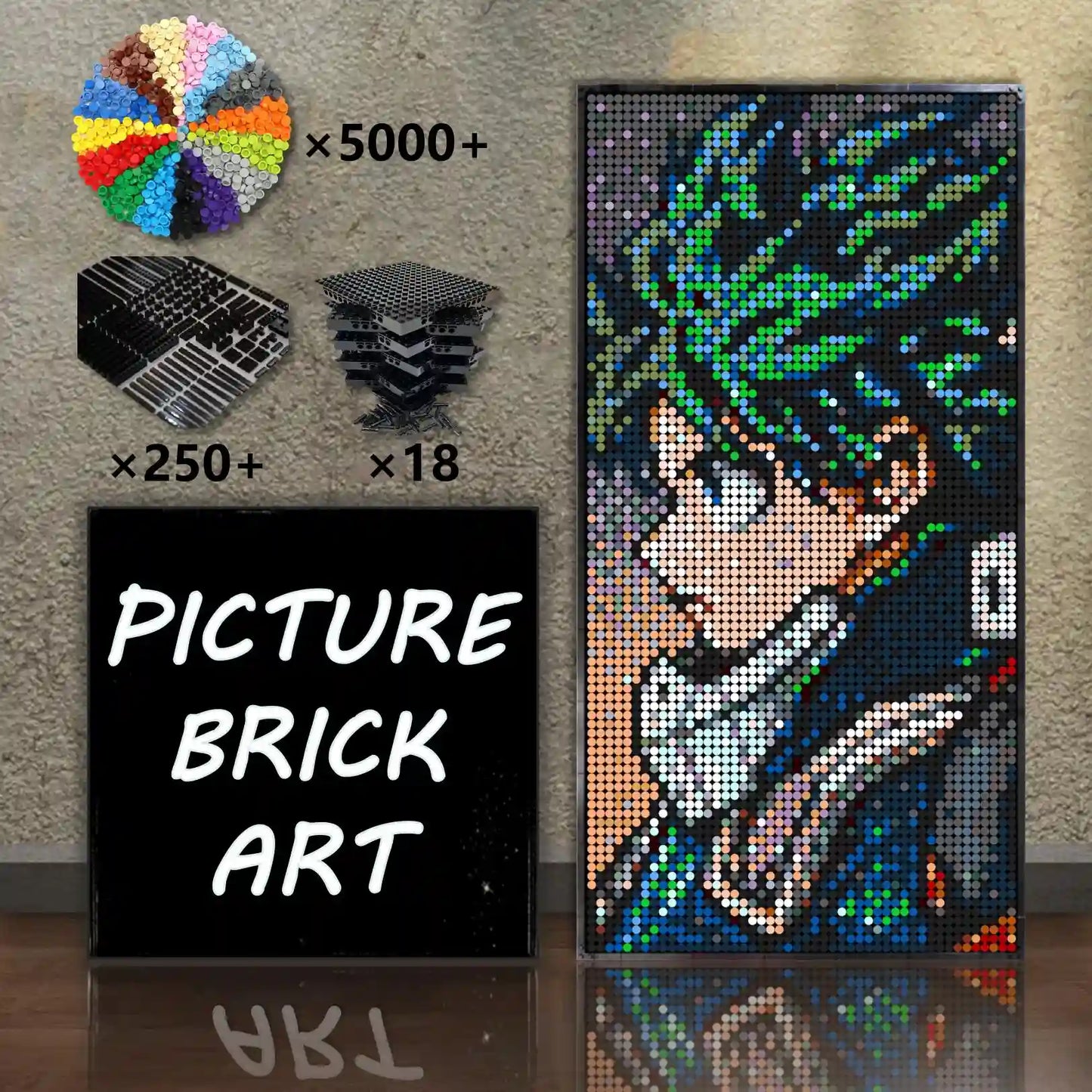 Art mural mosaïque LEGO-Katsuki Bakugo Pixel art-48x96