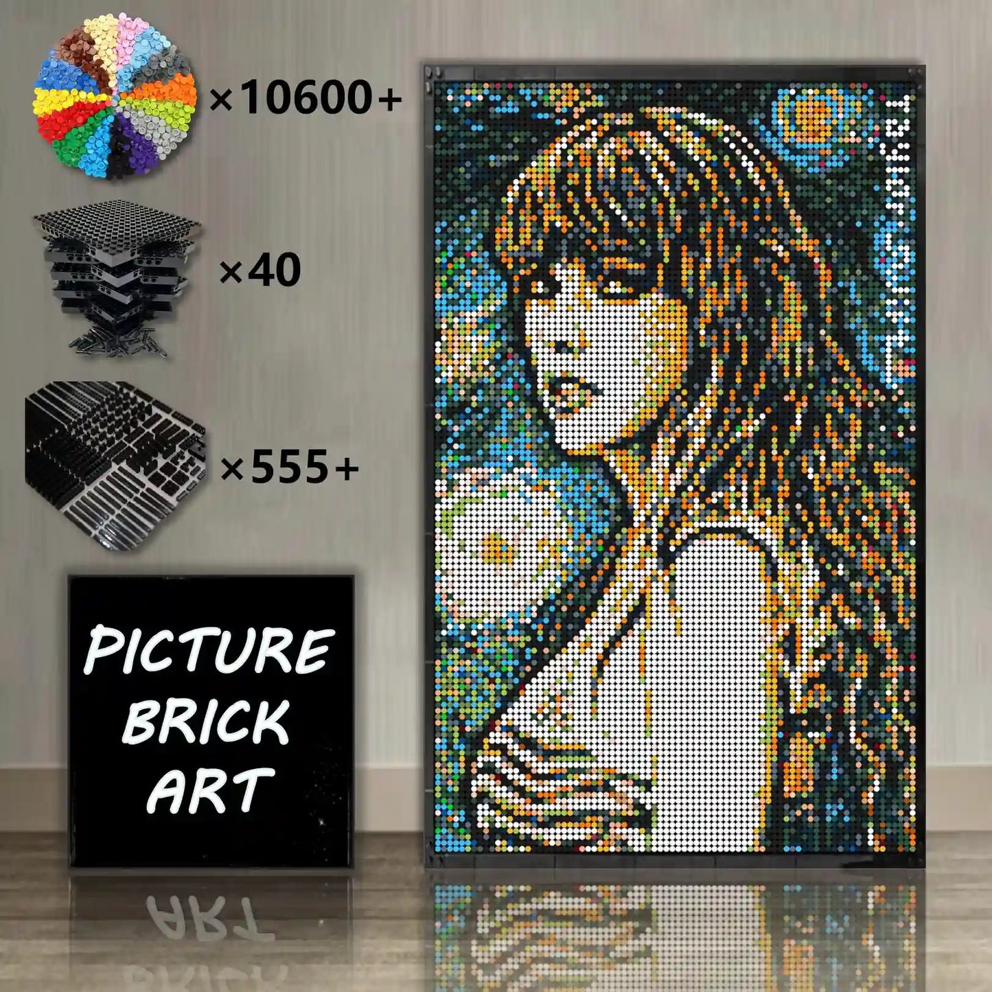 Art mural en mosaïque LEGO, portrait de Taylor Swift, image personnalisée, 48x48