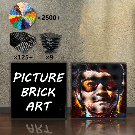 Art mural en mosaïque LEGO, portrait de Bruce Lee, image personnalisée, 48x48