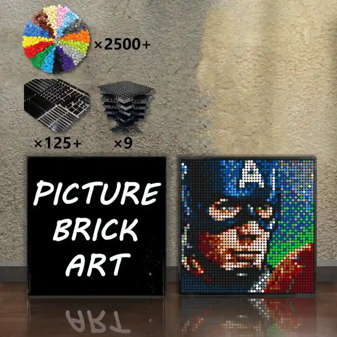     LEGO-Mosaic-Wall-Art-Captain-America-Portrait-Custom-Picture-48x48
