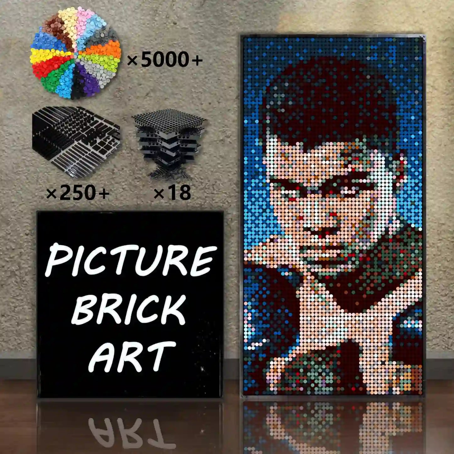 LEGO-Mosaic-Wall-Art-Muhammad-Ali-Pixel-Art-48x96