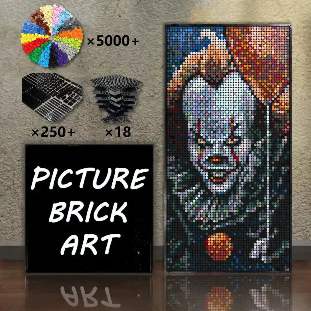 LEGO-Mosaic-Wall-Art-Pennywise-Pixel-Art-48x96