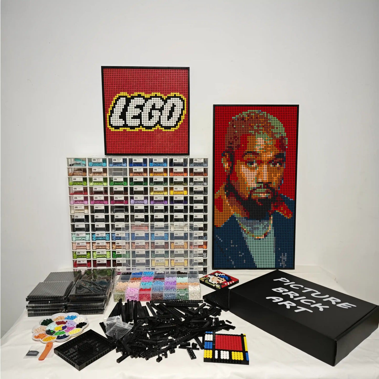 LEGO Mosaik-Wandkunst – Kanye-Portrait, individuelles Bild – 48 x 96 cm