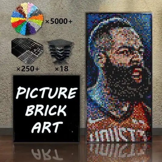 Art mural en mosaïque LEGO, portrait de Rocky Balboa, image personnalisée, 48x96